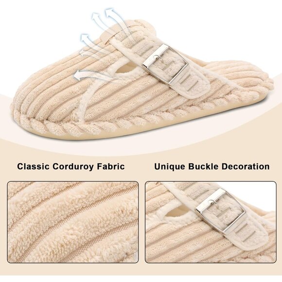 Comfy Corduroy Clogs: Women's Slip-On House Shoes with Memory Foam & Safety Sole - Picture 3 of 7